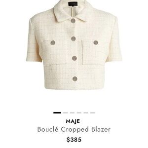 Maje Cream Textured Short Sleeve Jacket
